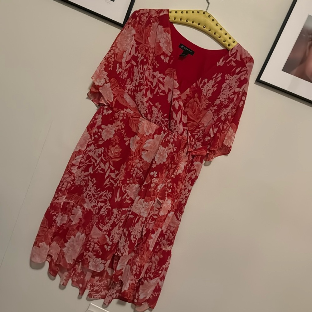 Floral Red Wrap Dress
